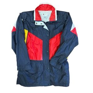 Vtg 90s Lavon Color block Windbreaker Jacket Nylon Sz Small Retro Sport Red Blue